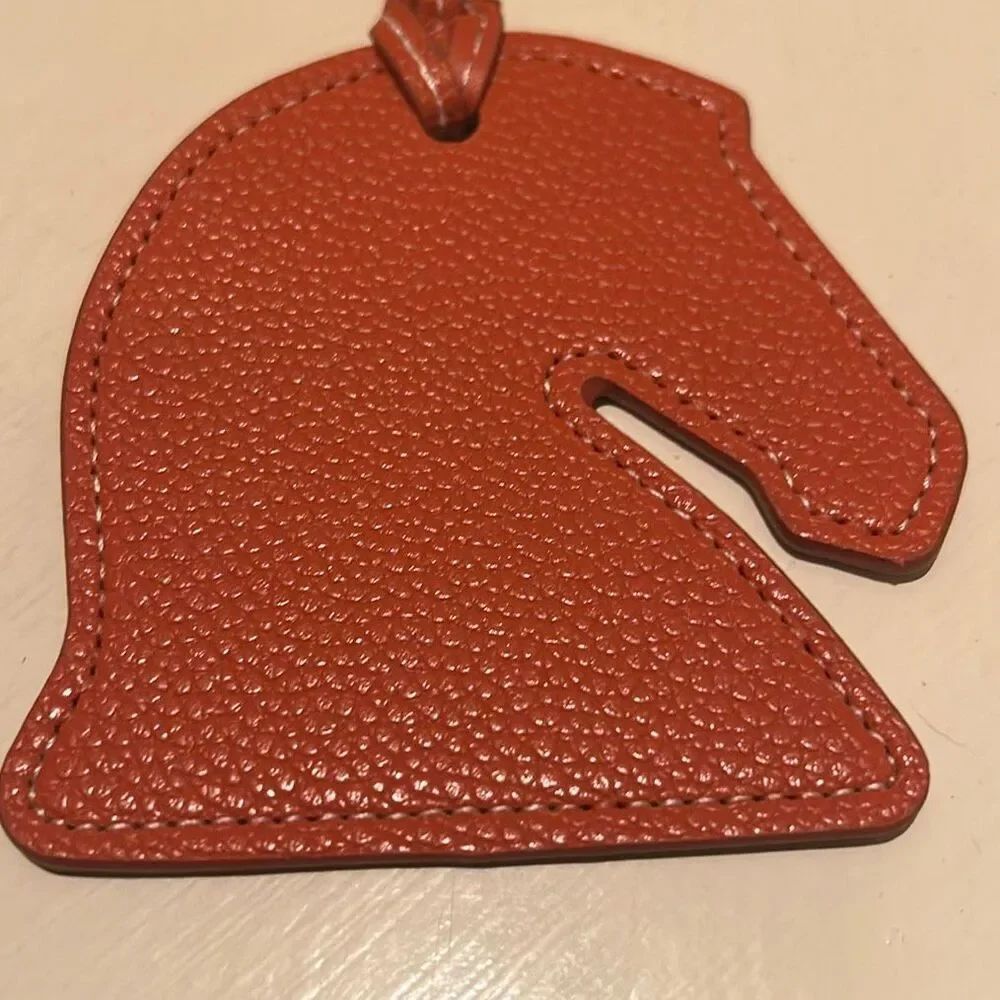 Leather Horse Bag Charm Orange New